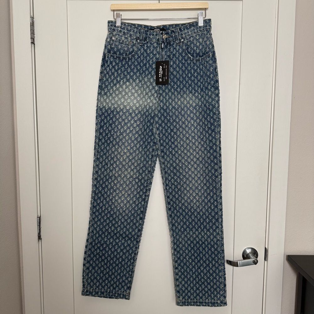 Jaded London Ripped Distressed Skate Jeans Texture Denim Sz 30 Regular Blue NWT